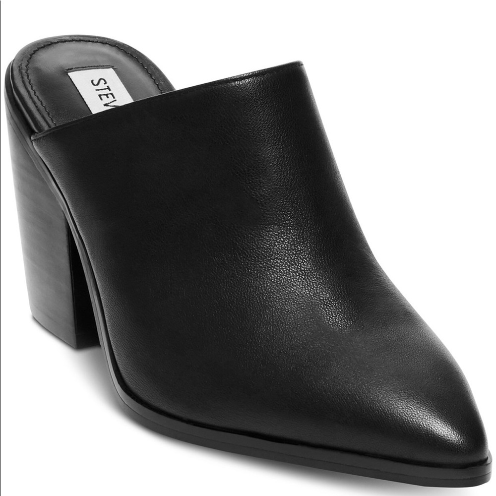 Steve Madden Savina Black Leather Mules